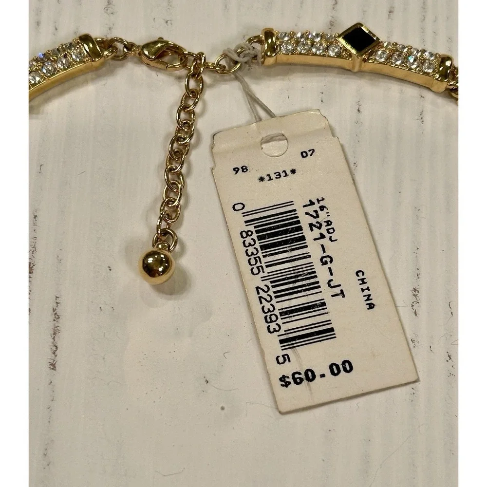 Vintage RUNWAY NAPIER 1990 NOS Black Clear Crystal Necklace & Earrings Orig Tags